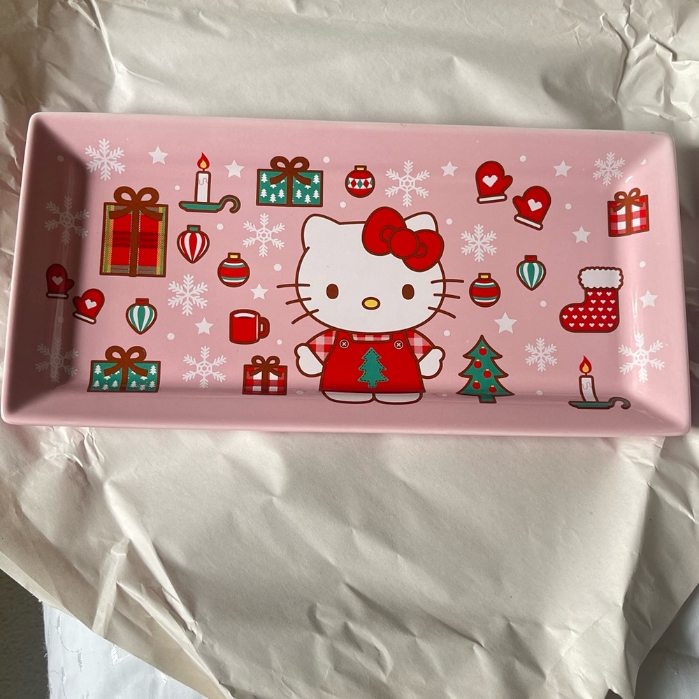 NEW Hello Kitty Pink Ceramic Christmas Platter